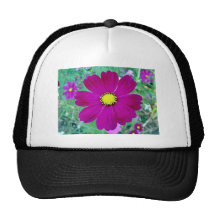 Dark Pink Cosmos flower Mesh Hat