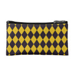 Dark Purple and Yellow Argyle Small Cosmetic Bag