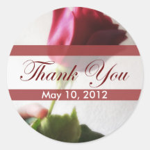 Dark Red Rose Temptation Thank You Round Sticker