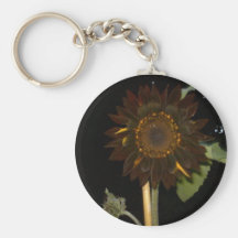 Dark Sunflower at Night Keychain
