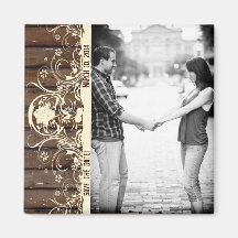 Dark Wood Photo Save the Date Magnet