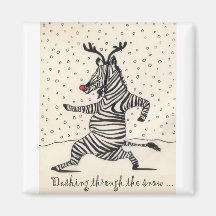 Dashing through the snow fridge magnet