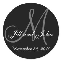 Date, Bride Groom Names Monogram Wedding Sticker