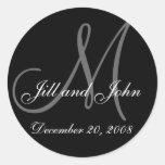Date, First Names and Initial Monogram Sticker