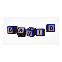 David toy blocks in blue. photo cards