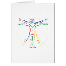 DaVinci Anatomy Man in Chakra Colours Card
