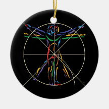 DaVinci Anatomy Man in Chakra Colours Christmas Tree Ornaments