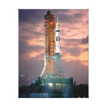 Dawn breaks behind ASTP Saturn IB CDDT Gallery Wrapped Canvas