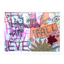 Day of the Dead Halloween Collage Post Card