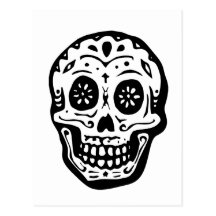 Day Of The Dead Skull-White Postcards