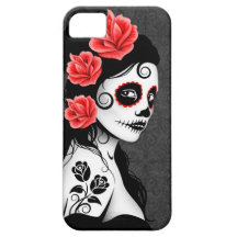 Day of the Dead Sugar Skull Girl - grey iPhone 5 Cover