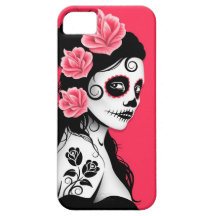 Day of the Dead Sugar Skull Girl - pink iPhone 5 Cover