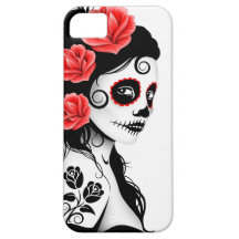 Day of the Dead Sugar Skull Girl - white iPhone 5 Case