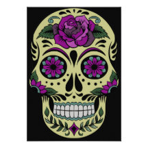 Day of the Dead with Purple Rose Personalized Announcement