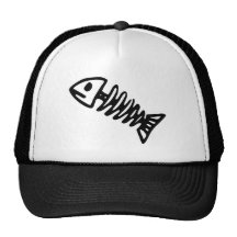 Dead Fish Skeleton Skull Bones Fossil Mesh Hat