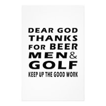 Dear God Thanks For Beer Men and Golf Stationery Design