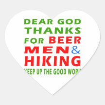Dear God Thanks For Beer Men And Hiking Sticker
