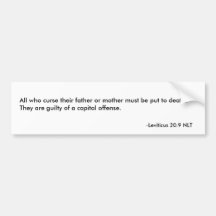 Death for Cursing Parents 2 Bumper Sticker