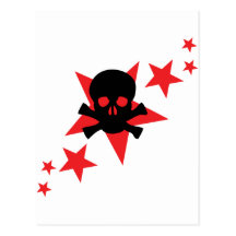 death skull stars post card