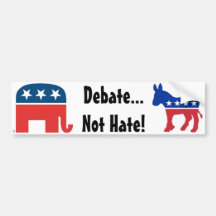 Debate, Not Hate - Political Bumper Sticker