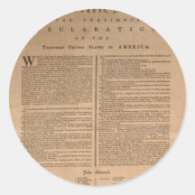 Declaration of Independence Round Sticker