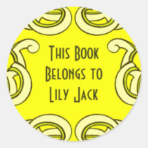 Deco Book Plate Round Sticker