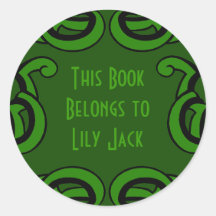 Deco Book Plate Round Sticker