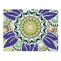 Deco Fandango in Green and Grape Post Cards