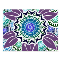 Deco Fandango in Purple and Blue Post Cards