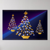 Decorated Gold Christmas Tree Print