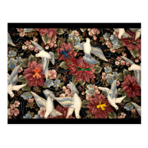 Decorative Flowers And Doves Post Cards