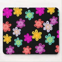 Decorative Multicolored Flowers Mouse Pad