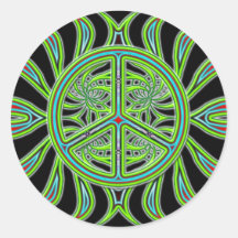 DECORATIVE PEACE SIGN ROUND STICKER