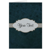 Deep Blue Retro Floral Abstract Nameplate Cards