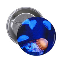 Deep Blue Sea Jellyfish Pinback Buttons