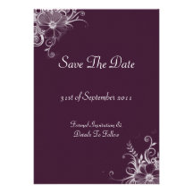 Deep Burgundy Flowers Save The Date Invitation