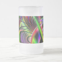 Deep green, and multi-colour fractal design. mugs