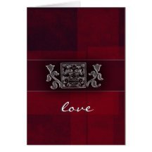 Deep red and silver Indian flower design Greeting Cards