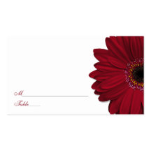 Deep Red Gerber Daisy Wedding Place Cards Business Card