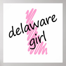 Delaware Girl with Scribbled Delaware Map Print