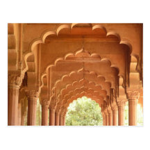 delhi fort red arches post card