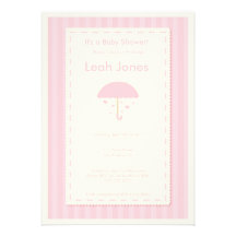 Delicate Pink Umbrella Girl Baby Shower Invitation