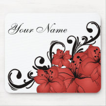 Delicate Red and White Flowers Mousepad
