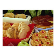 Delicious Breads, rolls, cream pie, macaroons and Personalised Invite