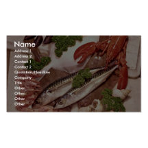 Delicious Fish, mackerel, plaice, prawns, mussels Business Card Template