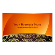 Deluxe Abstract Orange & Gold Damask Business Card