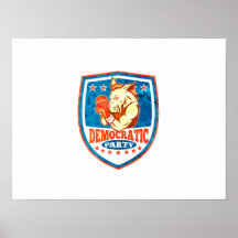 Democrat Donkey Mascot Boxer Shield Poster