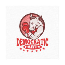 Democrat Donkey Mascot Boxing Stretched Canvas Prints