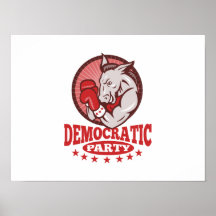 Democrat Donkey Mascot Boxing Poster