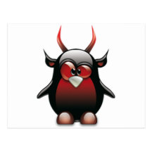 Demon Tux (Linux Tux) Postcard